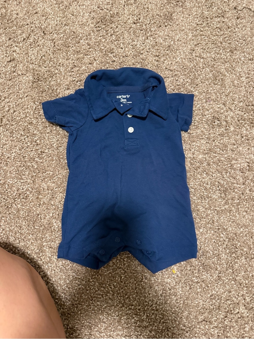 Carter's Dark Blue Polo-Style Baby Romper